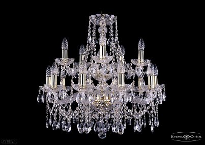 Хрустальная подвесная люстра Bohemia IVELE Crystal 1413/10+5/220-60/2d/G