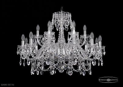 Хрустальная подвесная люстра Bohemia IVELE Crystal 1411/12+6/300/Ni