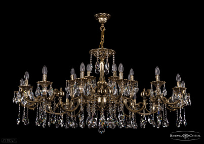 Литая подвесная люстра с хрусталем Bohemia IVELE Crystal 1702/16+8/335+265+150/A/GB