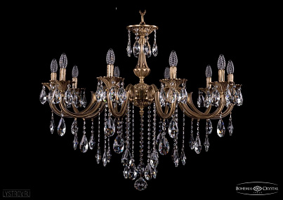 Литая подвесная люстра с хрусталем Bohemia IVELE Crystal 1702/10/335/B/FP