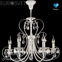 Люстра подвесная EUROSVET 3305 3305/5 белый с золотом/прозрачный хрусталь Strotskis