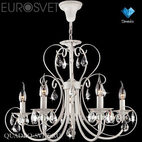 Люстра подвесная EUROSVET 3305 3305/5 белый с золотом/прозрачный хрусталь Strotskis