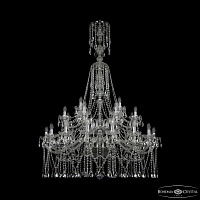 Большая хрустальная люстра Bohemia IVELE Crystal 1413/16+8+4/400/XL-163/2d Ni