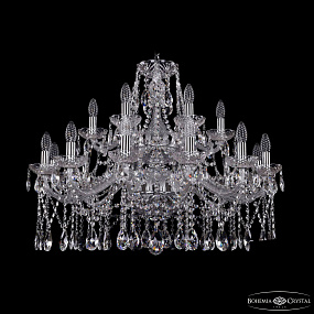 Большая хрустальная люстра Bohemia IVELE Crystal 1413/12+6/300/2d Ni
