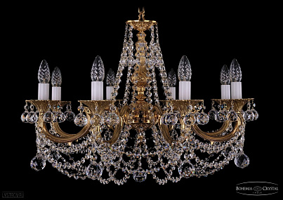 Литая подвесная люстра с хрусталем Bohemia IVELE Crystal 1702/8/265/C/G/Balls
