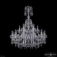 Большая хрустальная люстра Bohemia IVELE Crystal 1403/12+6/300/XL-100/2d Ni