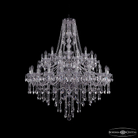 Большая хрустальная люстра Bohemia IVELE Crystal 1415/20+10+5/400/2d Ni