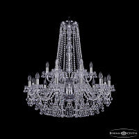 Большая хрустальная люстра Bohemia IVELE Crystal 1409/12+6/300/h-94/2d Ni
