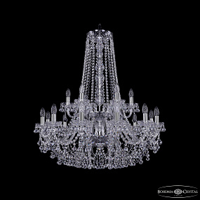 Большая хрустальная люстра Bohemia IVELE Crystal 1409/12+6/300/h-94/2d Ni