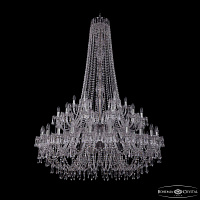 Большая хрустальная люстра Bohemia IVELE Crystal 1403/24+12+6/460/h-177/2d Ni