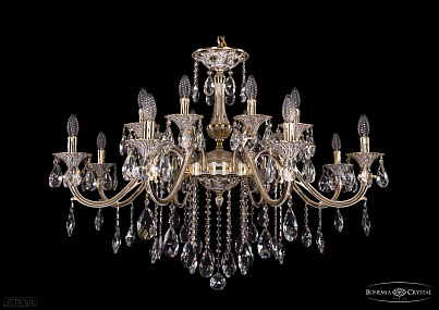 Литая подвесная люстра с хрусталем Bohemia IVELE Crystal 1703/16/360/B/GW