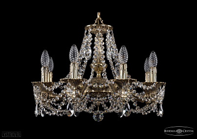 Литая подвесная люстра с хрусталем Bohemia IVELE Crystal 1710/8/160/C/GB