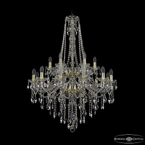Большая хрустальная люстра Bohemia IVELE Crystal 1415/12+6/300/h-112/2d G