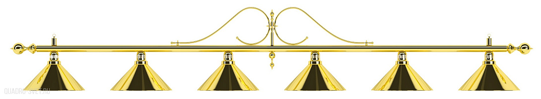 Бильярдный светильник на шесть плафонов «Classic» (витая золотистая штанга, золотистый плафон D35см) 75.007.06.0