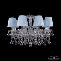Хрустальная подвесная люстра с абажурами Bohemia IVELE Crystal 1413/8/200/Ni/Balls/SH4