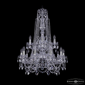 Большая хрустальная люстра Bohemia IVELE Crystal 1411/10+5/240/XL-94/2d Ni