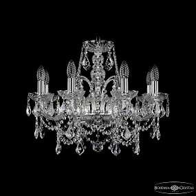 Хрустальная подвесная люстра Bohemia IVELE Crystal 1411/8/195 Ni Leafs