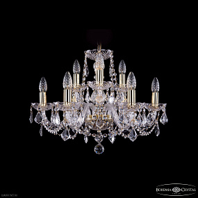 Хрустальная подвесная люстра Bohemia IVELE Crystal 1402/6+3/195 G Leafs