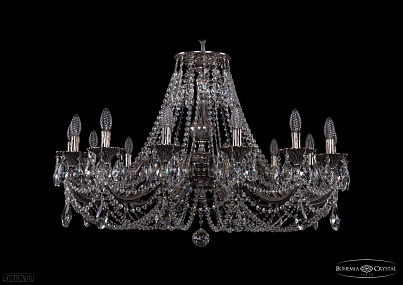 Литая подвесная люстра с хрусталем Bohemia IVELE Crystal 1702/14/335/C/NB
