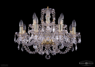 Хрустальная подвесная люстра Bohemia IVELE Crystal 1406/8+4/195/G/Leafs