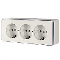 Розетка тройная с заземлением и шторками Gallant (слоновая кость) Werkel WL15-02-05
