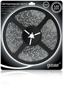 Светодиодная лента GAUSS 4.8 Вт/м 3528 SMD 6500K 311000305