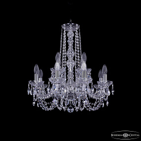 Хрустальная подвесная люстра Bohemia IVELE Crystal 1402/8+4/195/h-60 Ni