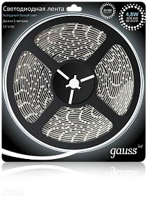 Светодиодная лента GAUSS 4.8 Вт/м 3528 SMD 6500K