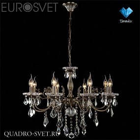 Люстра подвесная EUROSVET 3281 3281/8 античная бронза/прозрачный хрусталь Strotskis