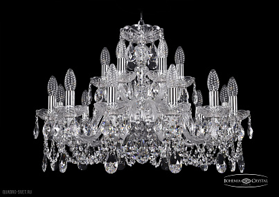 Хрустальная подвесная люстра Bohemia IVELE Crystal 1402/12+6/240/Ni