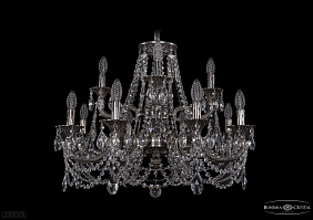 Литая подвесная люстра с хрусталем Bohemia IVELE Crystal 1722/8+4/265+181/C/NB