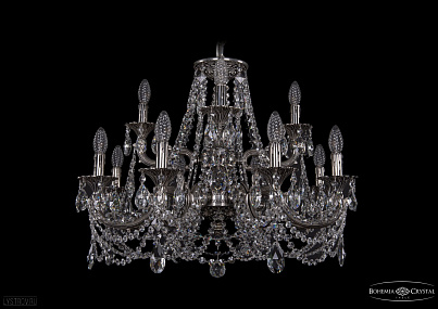 Литая подвесная люстра с хрусталем Bohemia IVELE Crystal 1722/8+4/265+181/C/NB