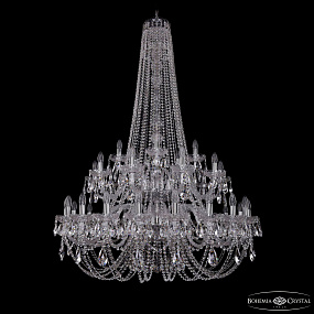 Большая хрустальная люстра Bohemia IVELE Crystal 1406/20+10+5/400/h-160/2d Ni