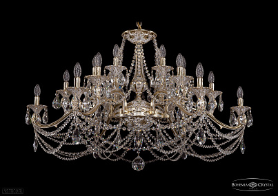 Литая подвесная люстра с хрусталем Bohemia IVELE Crystal 1709/18/410/C/GW