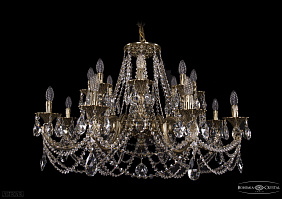 Литая подвесная люстра с хрусталем Bohemia IVELE Crystal 1702/8+8/335+150/C/GB