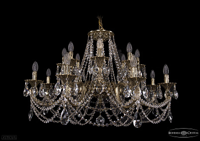 Литая подвесная люстра с хрусталем Bohemia IVELE Crystal 1702/8+8/335+150/C/GB