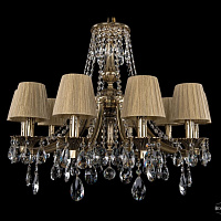 Литая подвесная люстра с хрусталем и абажурами Bohemia IVELE Crystal 1771/10/220/A/GB/SH7