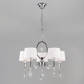 Классическая люстра с абажурами Eurosvet Madera 10093/5 хром/прозрачный хрусталь Strotskis