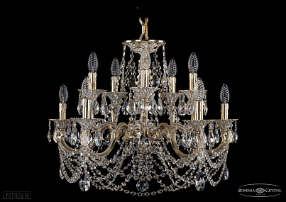 Литая подвесная люстра с хрусталем Bohemia IVELE Crystal 1702/5+5/265+110/C/GW
