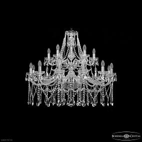 Большая хрустальная люстра Bohemia IVELE Crystal 1413/12+6/360/2d Ni