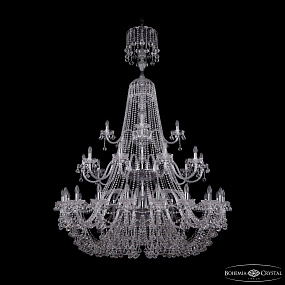 Большая хрустальная люстра Bohemia IVELE Crystal 1409/20+10+5/530/XL-203/3d Ni