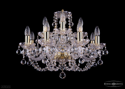 Хрустальная подвесная люстра Bohemia IVELE Crystal 1406/8+4/195/G/Balls