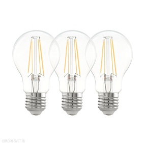 Комплект из 3-х светодиодных филаментных ламп A60, 6,5W(E27), 2700K EGLO LM_LED_E27 12808
