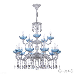 Большая хрустальная люстра Bohemia IVELE Crystal AL78101/10+5/250/2D A WMN P Aquamarine/M-1H