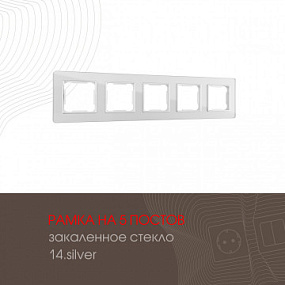 Рамка из закаленного стекла на 5 постов 503.14-5.silver Arte Milano