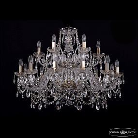 Большая хрустальная люстра Bohemia IVELE Crystal 1411/12+6/300/2d Pa