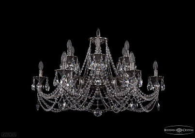 Литая подвесная люстра с хрусталем Bohemia IVELE Crystal 1702/6+6/335+150/C/NB