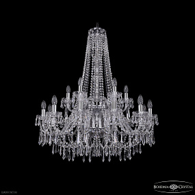 Большая хрустальная люстра Bohemia IVELE Crystal 1403/12+6/300/h-100/2d Ni