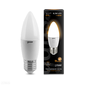 Лампа GAUSS светодиодная cвеча Е27 6,5W 2700К