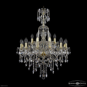 Большая хрустальная люстра Bohemia IVELE Crystal 1415/12+6/220/XL-86 G